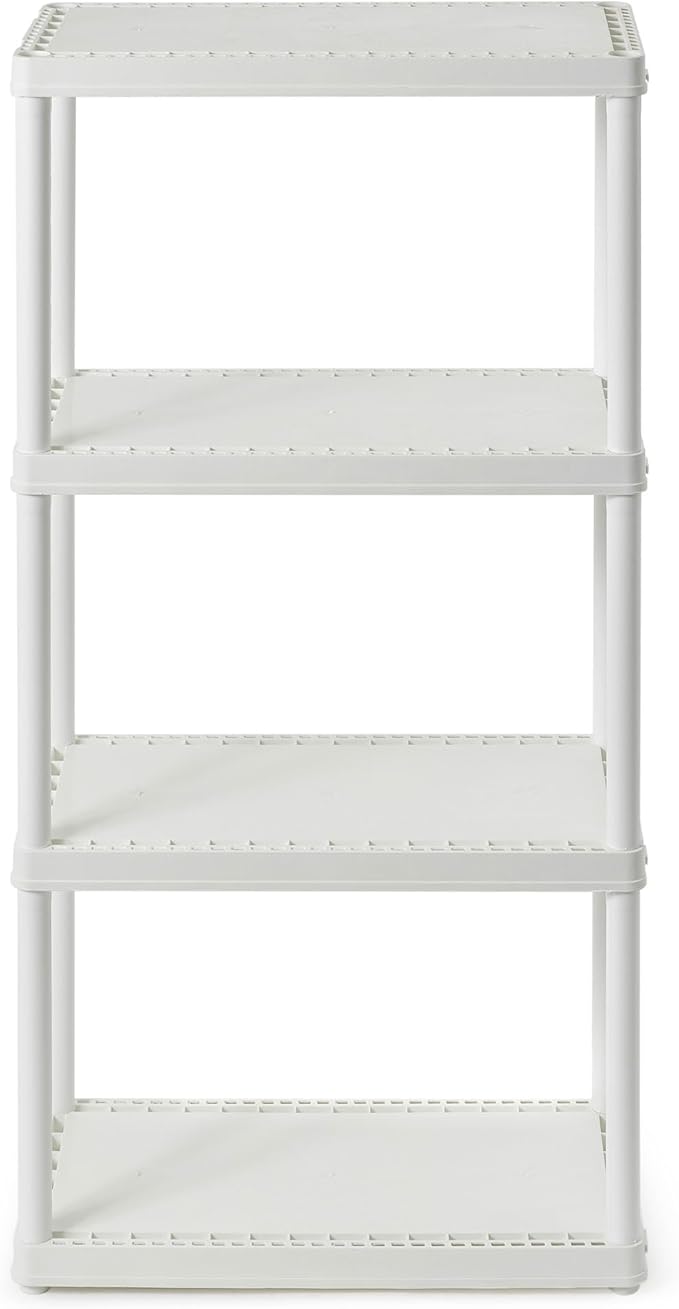 Gracious Living 4 Shelf Fixed Height Solid Light Duty Storage Unit 12 x 24 x 48 for Home, Garage, Basement, & Laundry, White (2 Pack)
