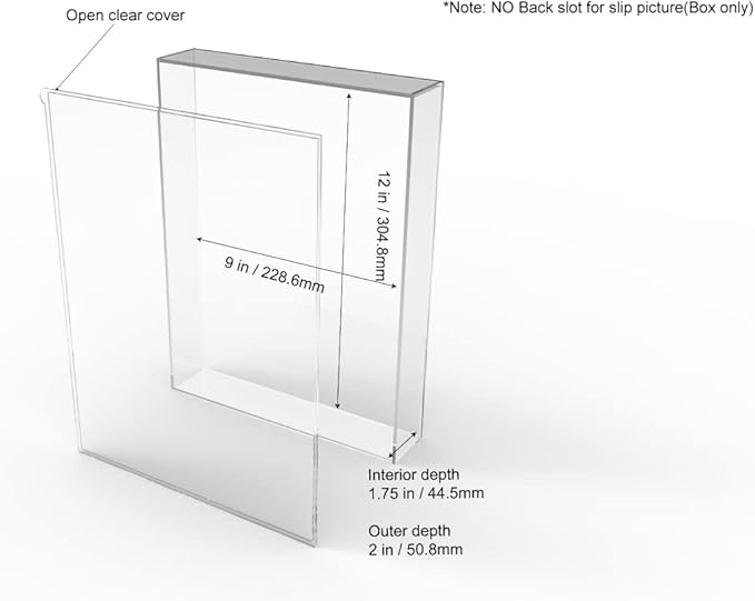 9x12 Shadow Box Frame, DIY Tabletop Display Case, All Clear Memory Box for Dried Flowers/Kids Room/Birthday/Wedding/Party Decor, Box Only, NO Back Picture Holder( 1.75" Interior Depth)