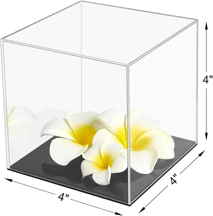 Cliselda Clear Acrylic Display Case with Black Base 4x4x4 inch | Square Acrylic Box Cube Small Storage Containers, Fully Assembled Dustproof Display Box for Collectibles Action Figures - Image 6