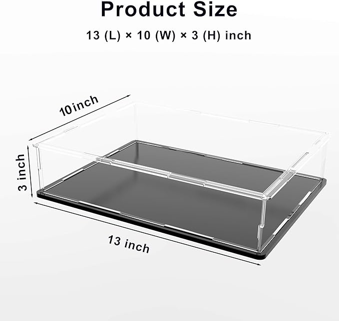 Book Display Case Clear Book Protector Case, Acrylic Display Cover Case for Books, Stamps, Coins, Cards, Photos, Album, Jewellery and Collectibles 13 (L) × 10 (W) × 3 (H) inch