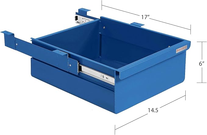 Heavy 16 Ga Cold Rolled Steel Drawer Kit - Powder Painted - 6" High x 14.5" Wide x 17" Length - Blue - by BenchPro. - Image 2