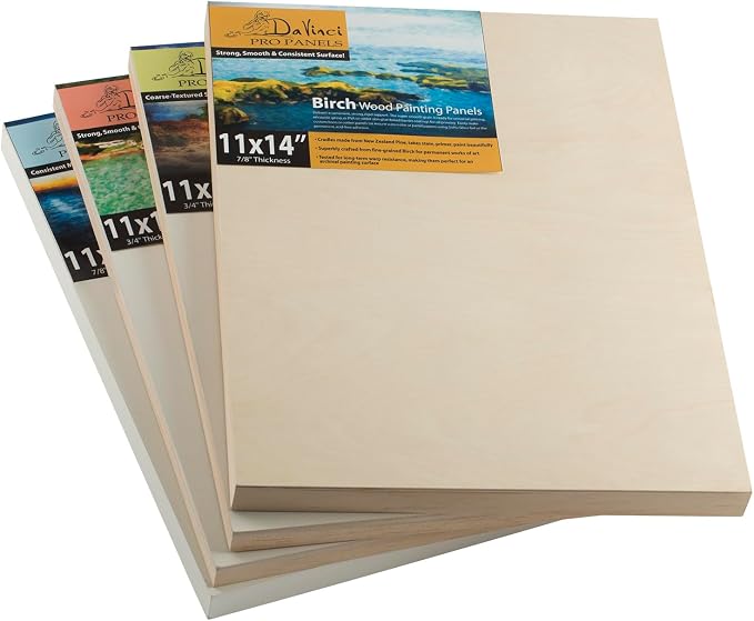 Da Vinci Pro Medium Textured Gesso Panel -14x18" - 4 Pack - 7/8" Depth Wood Panels for Painting - Accepts Mediums Like Canvas - for Oils, Acrylics, Mixed Media, Pastels & Drawing Sticks - Image 7