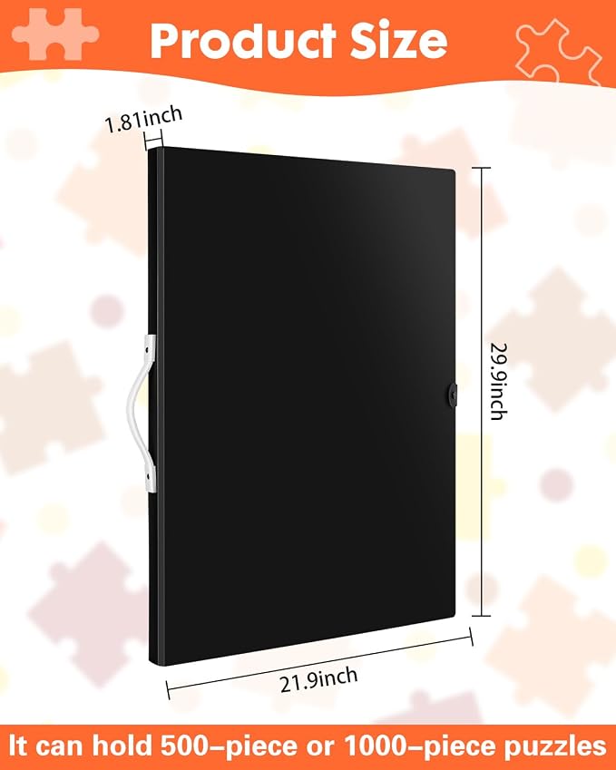 Puzzle Storage Folder Keeper, 1000-Piece Portable&Large Jigsaw Puzzle Organizer with 20 HD Pockets, Space-Saving Storage Puzzles Folder (Black) - Image 6