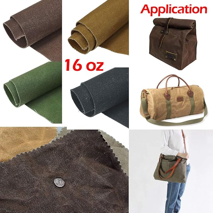 16 OZ Waxed Canvas Duck Fabric by The Yard Craft Upholstery Tan Fabric,100% Cotton One Yard (Black, 72x58 inch) - Image 8
