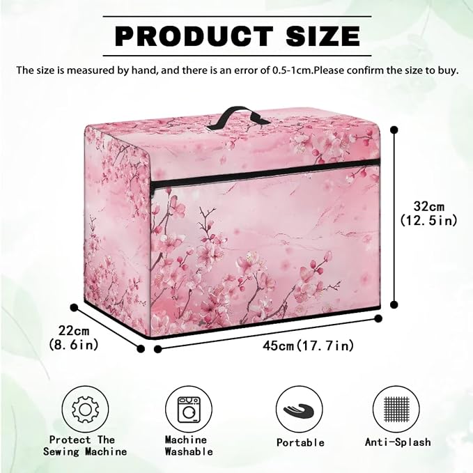 Cherry Blossom Sewing Machine Dust Cover & Mats With Pockets - Fits Most Standard Machines, Reduces Vibration - Image 5