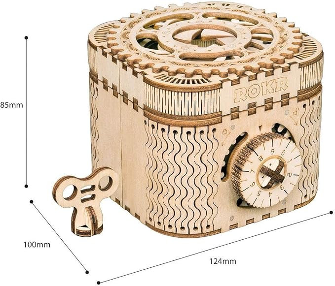 ROKR 3D Wooden Puzzle Mechanical Treasure Box Model DIY Brain Teaser Projects for Adult Age 14+ Birthday Gift Educational Toys Wooden Puzzles for Adults