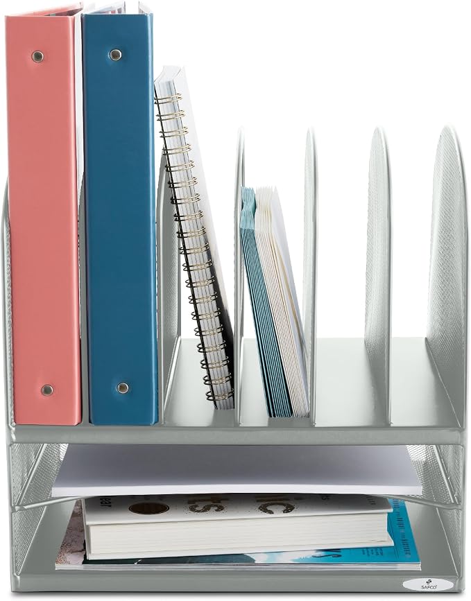 Safco Onyx Desk Organizer with 6 Vertical & 2 Horizontal Trays, File Organizer for Home, Office, Classroom & More, Steel Mesh Construction - Image 5