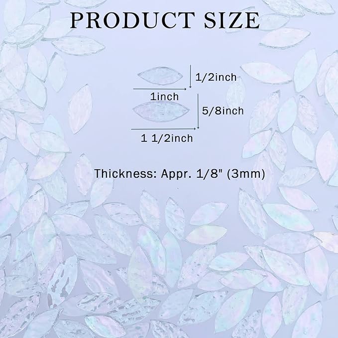 LITMIND 120 Pieces Iridescent Textured Transparent Mosaic Glass Petals & Leaves in 2 Sizes, Hand-Cut Stained Glass Mosaic Tiles for Crafts - Ideal for Mosaic Art Projects and Home Décor