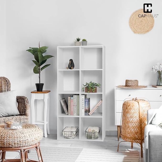 Fencer Wire 11-Inch Cube Storage Organizer Shelf w/Back, with Exterior Edge, Room Storage Shelves Divider, Bookcase, 9-Cube, Rustic Grey Oak