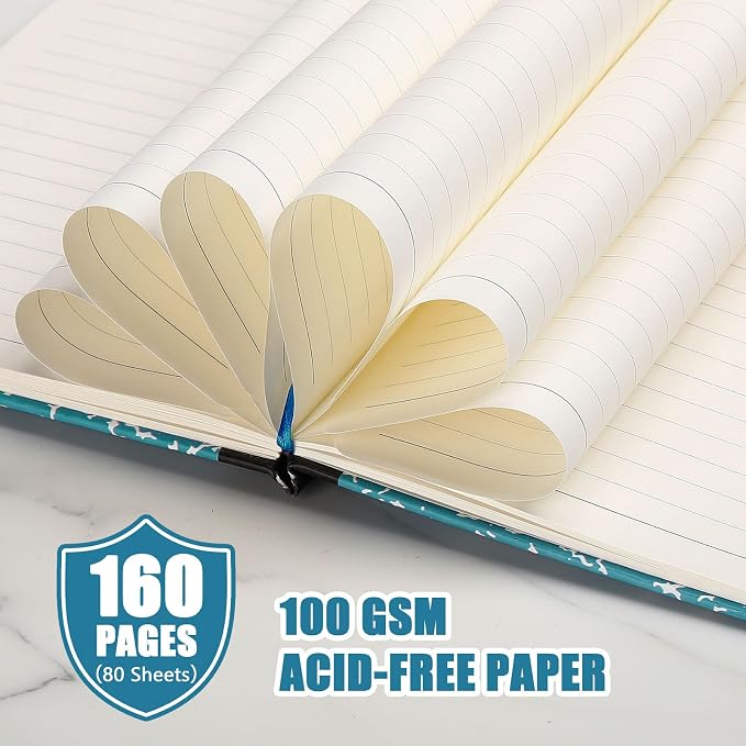 Laumoi 28 Pack A5 PU Leather Lined Notebook Journal, Sky Blue,Marble | PU Leather Journals, Wide Ruled 5.5x8.2 Inch, For School Business Work Writing, Bulk Ideal for Classroom Office Supplies - Image 7