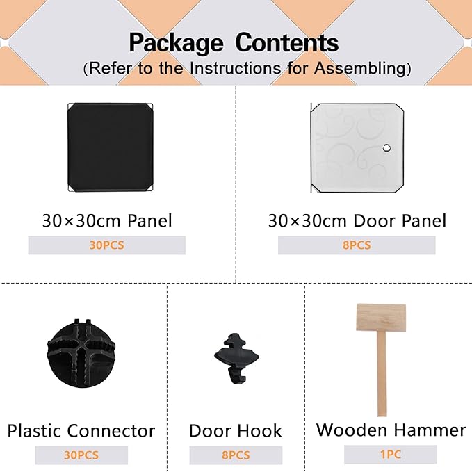 C&AHOME Cube Storage Organizer with Doors, 8-Cube Shelves, Closet Cabinet, DIY Plastic Modular Bookshelf, Storage Shelving Ideal for Bedroom, Living Room, 24.8" L × 12.4" W × 48.4" H Black UGSHS3008A