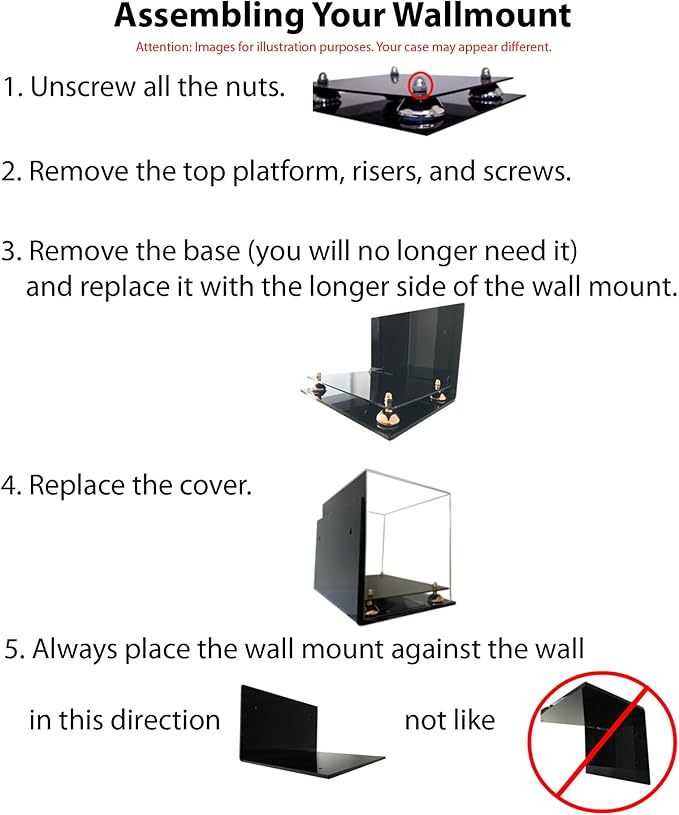 Better Display Cases Acrylic Double Mini - Miniature (not Full Size) Football Helmet or Mini Goalie Mask Display Case with Mirror Case, Red Risers, Black Base and WallMount (A019-RR)