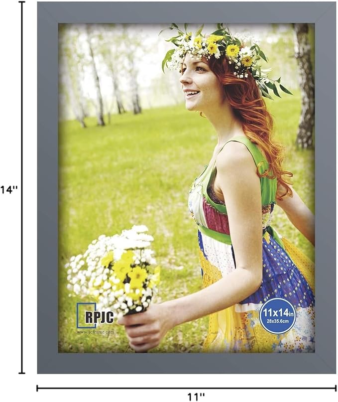 RPJC 11x14 inch Picture Frame Made of Solid Wood and High Definition Glass for Wall Mounting Photo Frame with Stand Grey