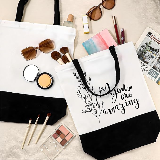 Sieral 50 Pieces Large Canvas Tote Bags Reusable Sublimation Blank Plain Bags Bulk with Zipper for DIY Crafts Shopping Women Teacher(Vertical Large Bag) - Image 7