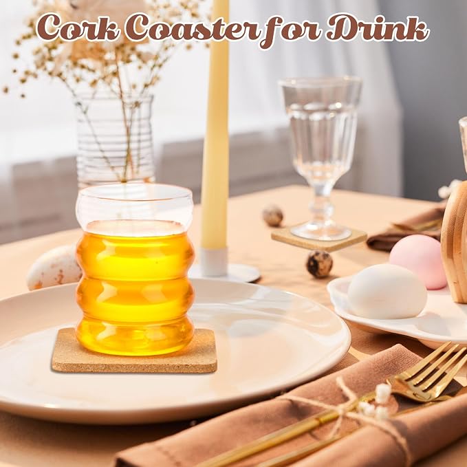 Layhit Cork Coasters for Drinks Absorbent Cork Trivets 4 Inch Bulk Blank Coasters for Kitchen Office Dishes Plate Wine Glass Cup Cottage DIY Crafts (300 Pcs,Square) - Image 6