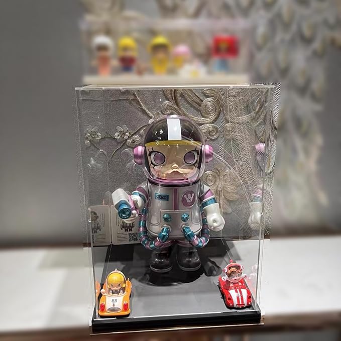 Thickened Clear Acrylic Display Case for Lego 76429 Talking Sorting Hat 10338 31152 43270 43238 21355 Collectibles, Self-Assembly Box with Wood-Plastic Base & Light, Black Inside 9.8x9.8x11.8 inch