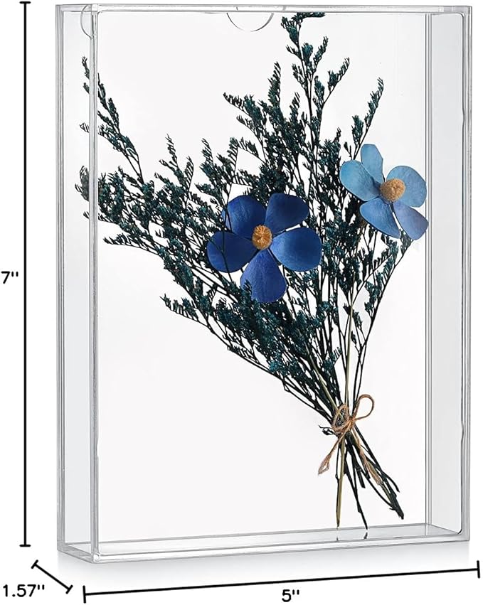 5x7 Shadow Box Frame, Acrylic Photo Picture Frame, DIY Tabletop Display Case, All Clear Memory Box for Dried Flowers/Kids Room/Birthday/Wedding/Party/Shop Decor (1.1” Interior Depth)