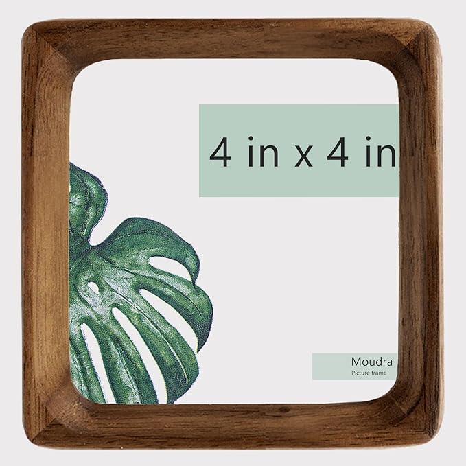 Handcrafted Solid Wood Picture Frame with Mat for Wall or Tabletop Display, Perfect for Photos and Artwork. (Walnut, 4"x4" matted to 2"x2")