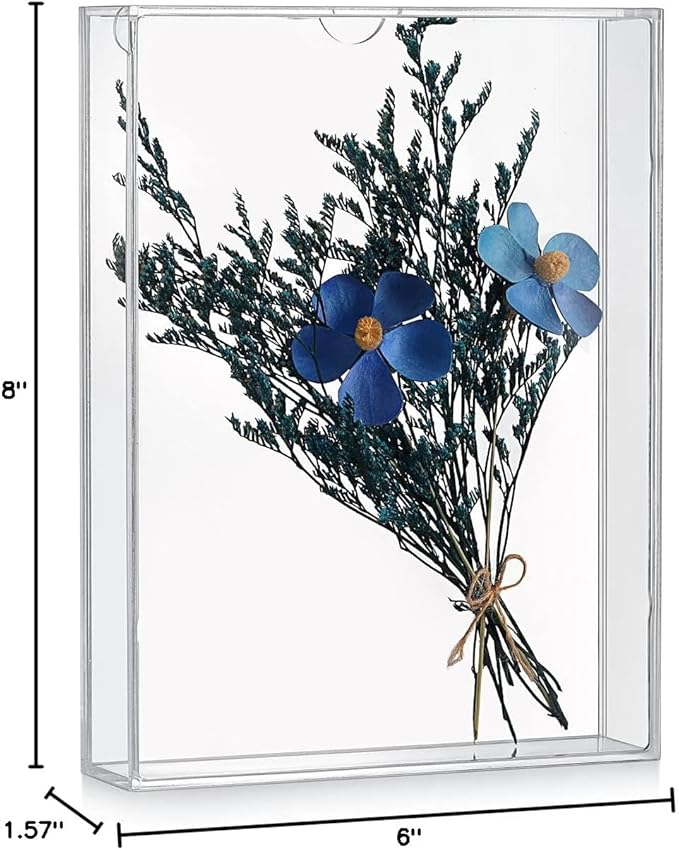 6x8 Shadow Box Frame, Acrylic Photo Picture Frame, DIY Tabletop Display Case, All Clear Memory Box for Dried Flowers/Kids Room/Birthday/Wedding/Party/Shop Decor (1.1” Interior Depth)
