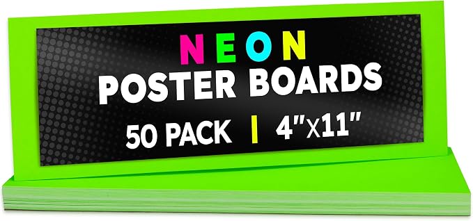 Hygloss Medium Poster Board 4x11 - 50 Neon Green Single Color Bulk Pack - 10 Pt. Thickness Colored Poster Board Paper for Projects, Signs, Displays - Posterboard Multipack 4" x 11" - Image 7