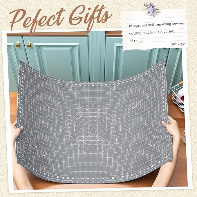 24" x 36" Self Healing Folding Cutting Mat with Grid for Quilting, Sewing, Craft Hobby Board Sewing Cutting Mat for Quilting, Leather, Fabric, Crafting, Scrapbooking, Art, Clay