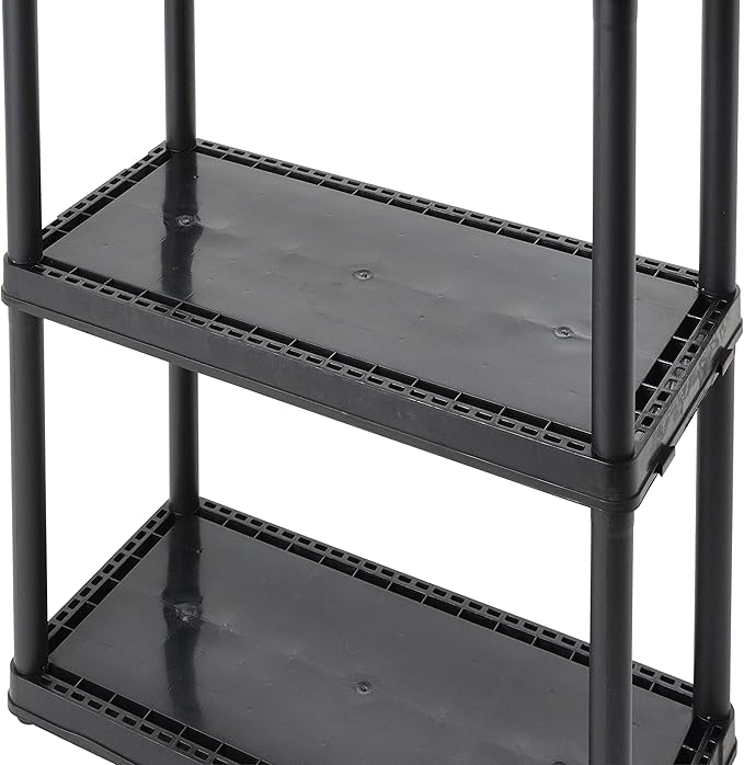 Gracious Living 3 Shelf Fixed Height Light Duty Storage Unit 12 x 24 x 33" Organizer System for Home, Garage, Basement, & Laundry, Black (3 Pack)
