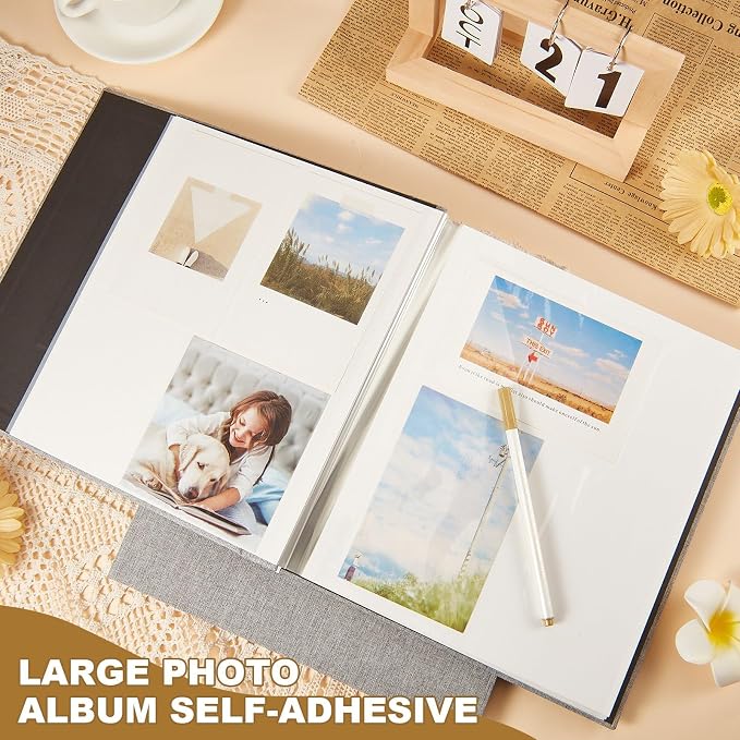 Jetec 5 Pcs 11 x 10.6 Inch Large Photo Album Self Adhesive,Light Gray - Image 7
