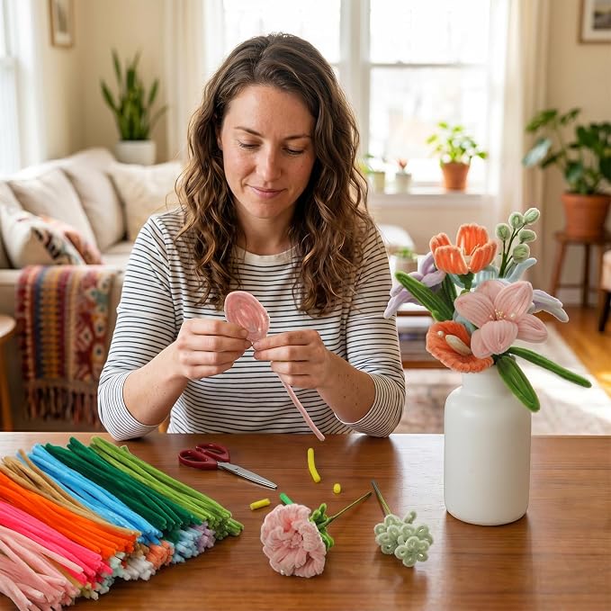 POIKSHARK 3000 PCS 50 Colors Quality Pipe Cleaners Bulk, Thick Pipe Cleaners Craft for DIY Craft Projects, Multicolored Limpia Pipas for Art Supplies & Materials, Rainbow Chenille Stems(12inch*6mm) - Image 8
