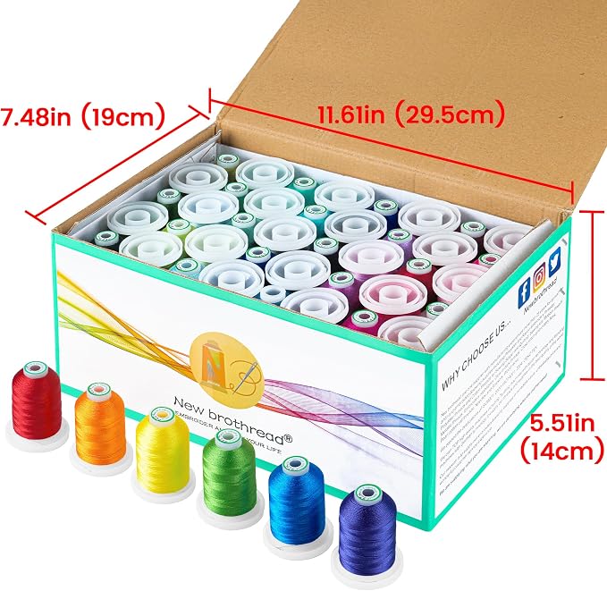 New brothread 80 Spools Polyester Embroidery Machine Thread Kit | 1000M (1100Y) Each Spool, 40 Weight, Colors Compatible with Janome and Robison-Anton Colors - Image 7