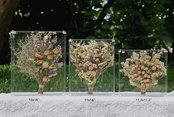 13x16 Acrylic Shadow Box, Assemble Display Case, DIY Tabletop/Wall Mount Display Frame, All Clear Memory Box for Dried Flowers/Kids Room/Birthday/Wedding/Party(13x16x3”, Assemble Frame)