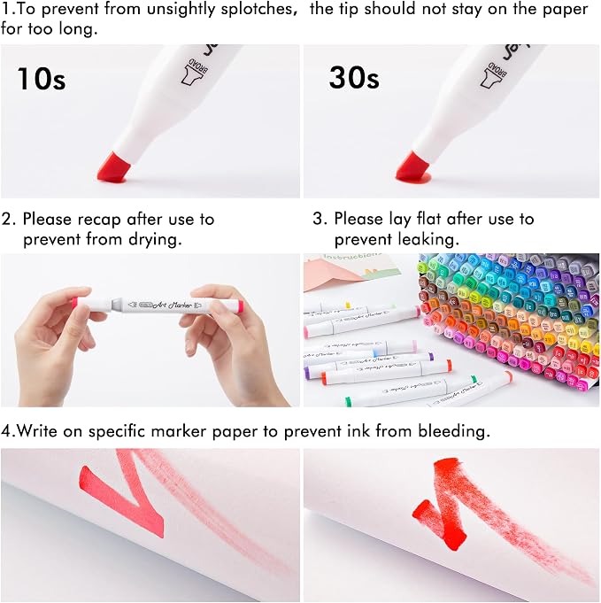 Lineon 172 Colors Alcohol Based Dual Tip Art Markers, 171+1 Blender Permanent Marker Pens Plus 1 Marker Pad 1 Case Perfect for Kids Adult Artist Coloring Books Drawing Sketching and Card Making - Image 8