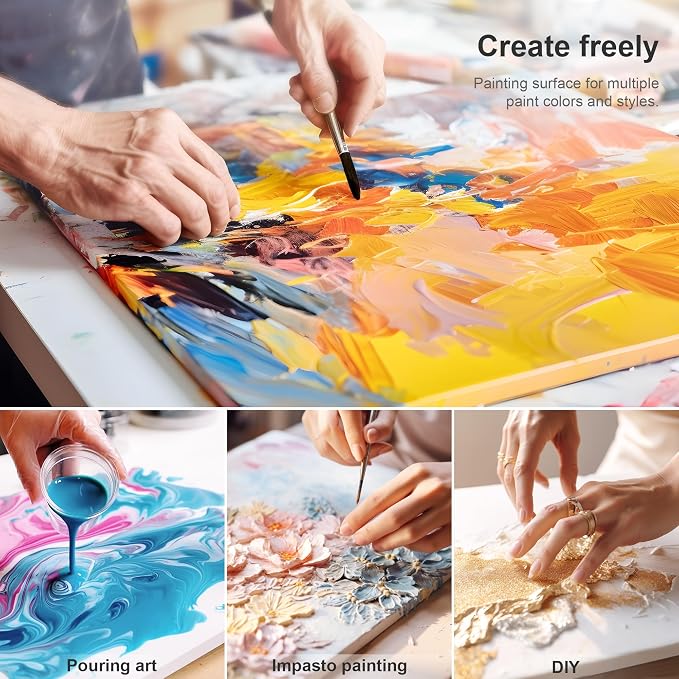 PHOENIX 8x10 Inch Pack of 2 Canvas - Stretched Canvases for Painting, 8 Oz Triple Primed 5/8 Inch Profile 100% Cotton White Blank Framed Canvas for Oil Acrylic & Pouring Art - Image 6