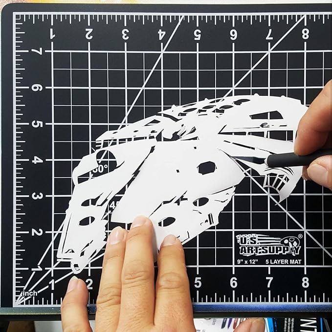 U.S. Art Supply 24" x 36" Self-Healing Cutting Mat 5-Ply - Double-Sided Pink/Blue Craft Mat, Non-Slip Cutting Mats for Crafts, Sewing, Quilting, Scrapbooking