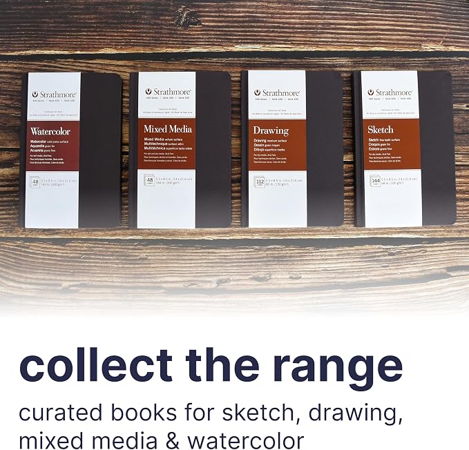Strathmore 400 Series Watercolor Paper Art Book, Matte Brown Cover, Natural White, Hardbound, 24 Sheets, 5.5x8.5 inch - Image 6