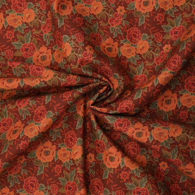 Tinyspool & Co. 100% American Cotton Fabric – 3 Yard Cut Quilting Fabric – Prewashed Preshrunk Yardage for Quilt Backing Borders Binding Sewing Crafts – Fall is Here No.9 – Oriental Red - Image 3