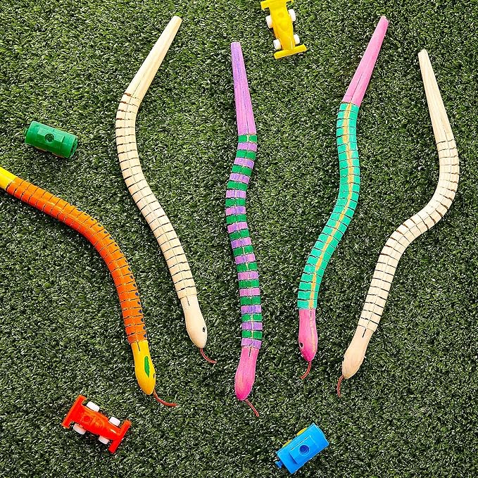 Gejoy 1000 Pieces Wooden Snakes 12 Inch Unfinished Jointed for Arts Crafts | Wiggle Snake Toys to Paint, Flexible Wood Snakes, Blank Wood Animal Models, Halloween Birthday Party Favors Decorations - Image 7