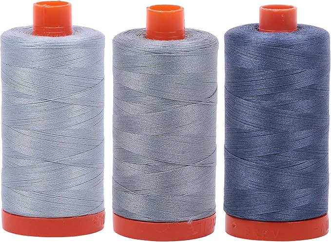 Bundle of Aurifil 50wt Egyptian Cotton Thread, Large 1422 yard Spools, with and without Aurifil Empty Thread Case 12 Spool Capacity (3 Spool Bundles, Nos. 1248 2610 2612) by Aurifil