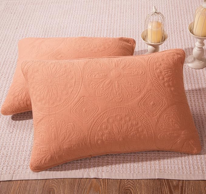 Tache Home Fashion VEJHW-595-CK Tuscany Sunrise Solid Floral Bedspread Set, Orange, California King - Image 5