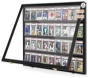 Sports Card Display Frame 36 Graded Trading Card Collector Wall Mount Lockable Trading Cards Frame with UV Protection Acrylic for Basketball Football Hockey Cards