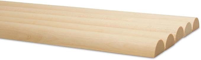 Split Wood Rods 36-inch x 1-inch, Pack of 5 Unfinished Long Wood Dowels Split for DIY Dowel Timber Feature Wall, by Woodpeckers by Woodpeckers