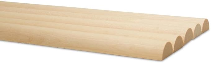 Split Wood Rods 48-inch x 1-inch, Pack of 10 Unfinished Long Wood Dowels Split for DIY Dowel Timber Feature Wall, by Woodpeckers by Woodpeckers