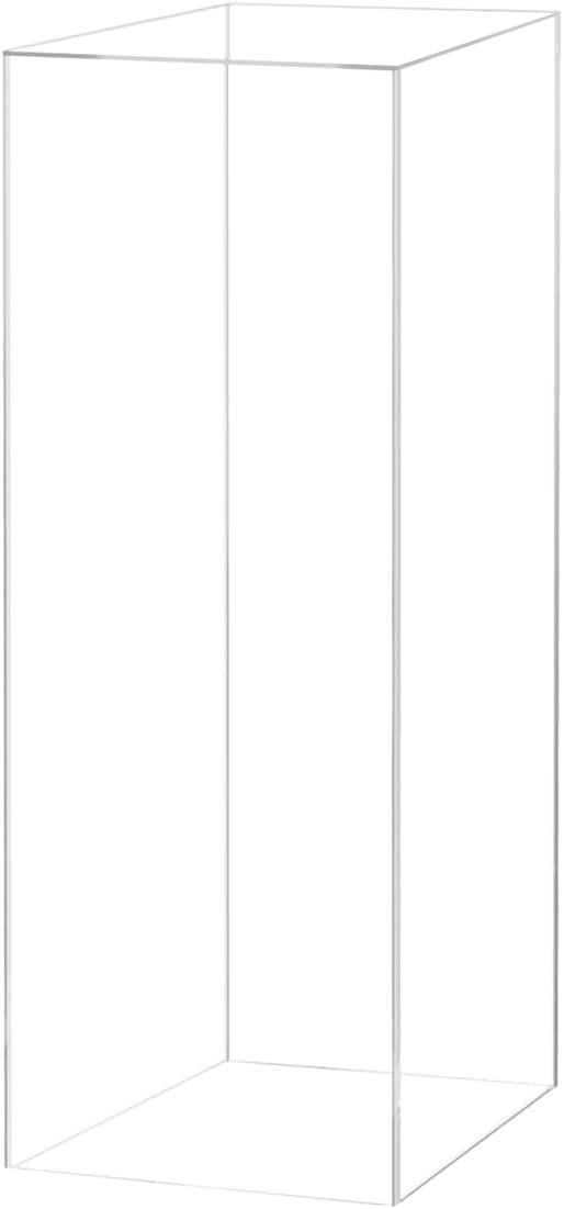Marketing Holders Acrylic Display Riser Box Hollow No Lid Clear Podium Display Box 12 x 12 x 42 No Lid Art Sculpture 5 Sided One Piece Pedestal Pillar Post Stand Expo Event Wedding Reception