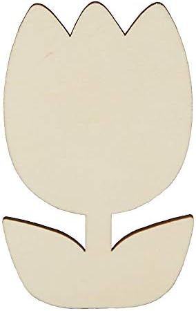 Pack of 24 Unfinished Wooden Tulip Flower Cutouts by Factory Direct Craft - Blank Wooden Shapes to Paint as Tulip Flowers Fun DIY Project for Easter Spring Arts and Crafts (Size: 4-3/4" L) - Image 3