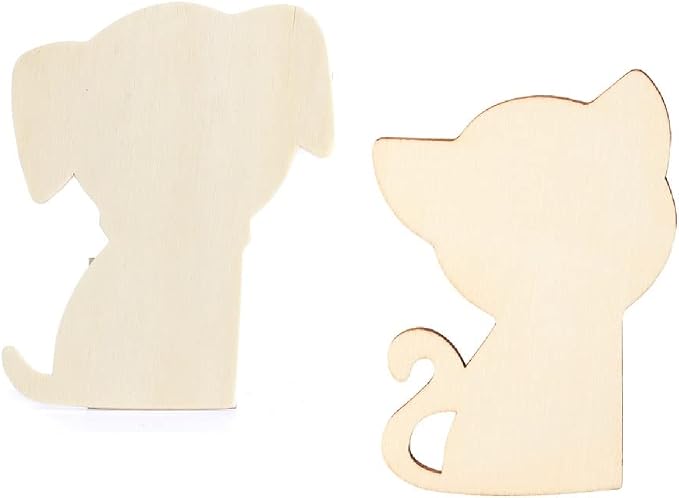 Pack of 24 Kitten and Puppy Wood Cutouts by Factory Direct Craft - Blank Wooden Bulldogs Panthers Wildcats Cat and Dog Pet Shapes for Crafts and DIY Projects (Size: 4" H) - Image 6