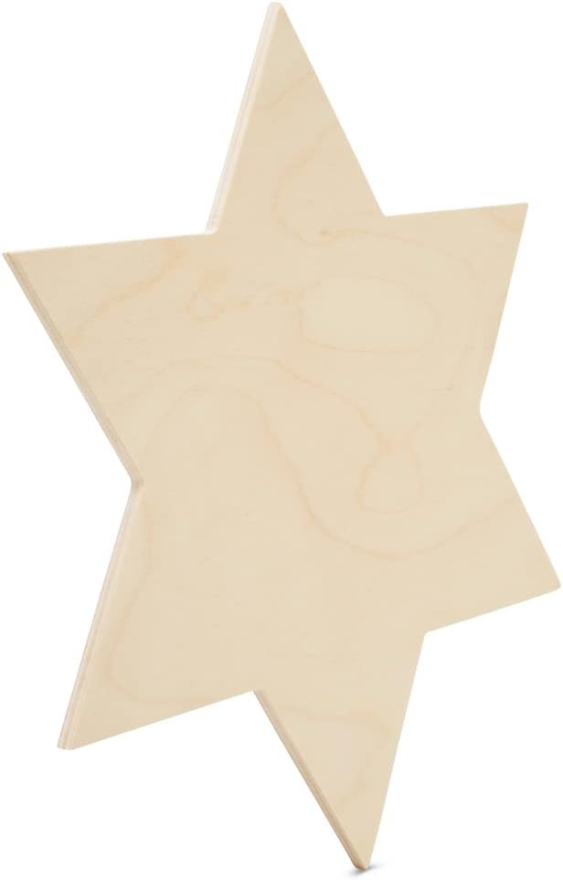 Wooden Star of David Cutout 11-7/8-inch x 10-3/8-inch, Pack of 1 Unfinished Wood Cutouts for Hanukkah Decorations and Jewish Star Crafts, by Woodpeckers - Image 2