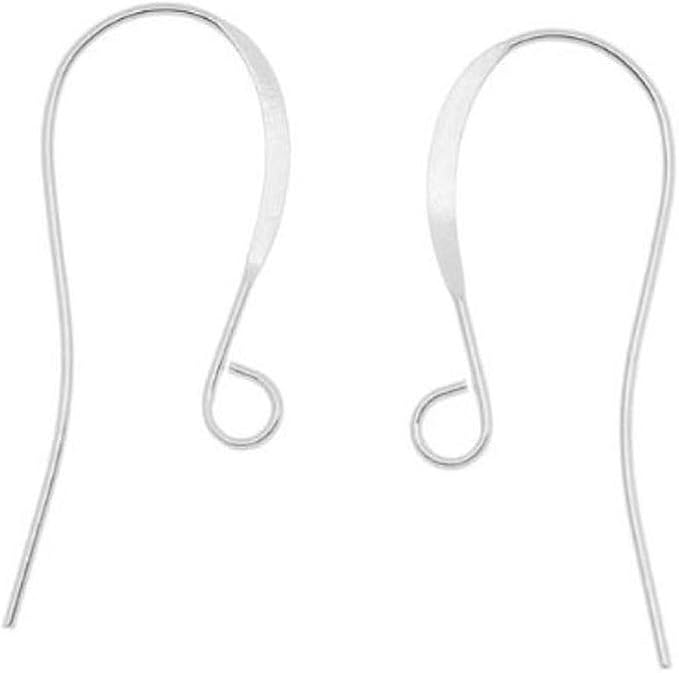 20pcs Adabele Real 925 Sterling Silver Fish Earring Hooks 18mm, 20 Gauge | Solid 925 Silver Flat Fishhook Ear Wires, Open Loops to Attach Charms Gemstones Dangles for Craft Jewelry Making by AdabeleLLC