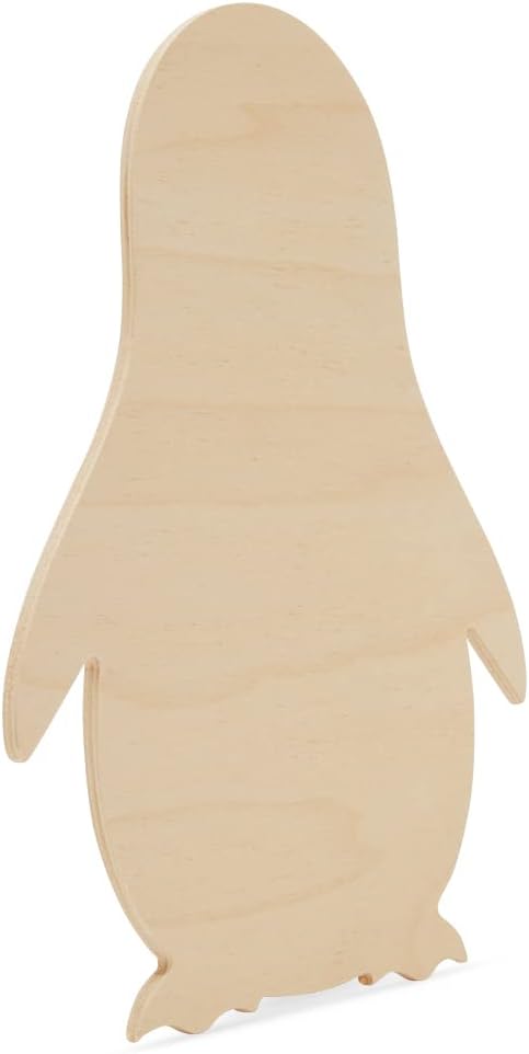 Wood Penguin Cutout, 6-inch x 4-3/4-inch Pack of 12 Unfinished Wooden Animals for Crafts and Christmas Tree Ornaments, by Woodpeckers - Image 4