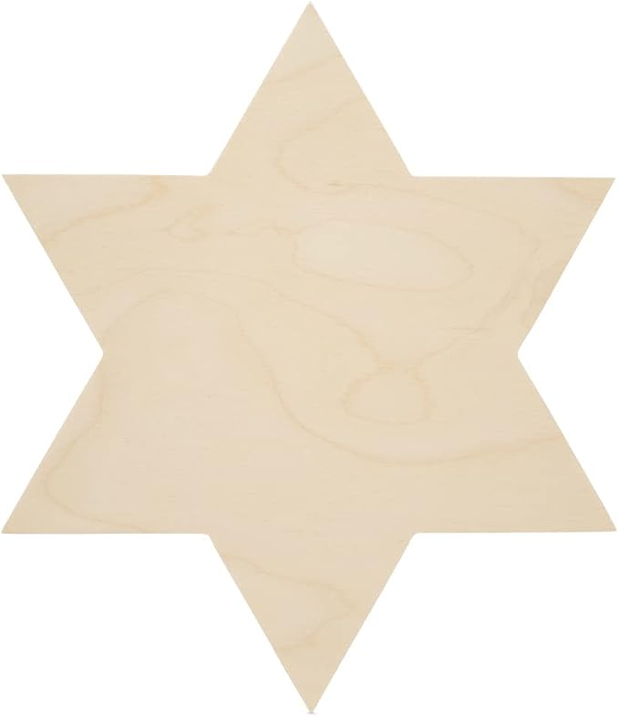 Wooden Star of David Cutout 11-7/8-inch x 10-3/8-inch, Pack of 1 Unfinished Wood Cutouts for Hanukkah Decorations and Jewish Star Crafts, by Woodpeckers by Woodpeckers