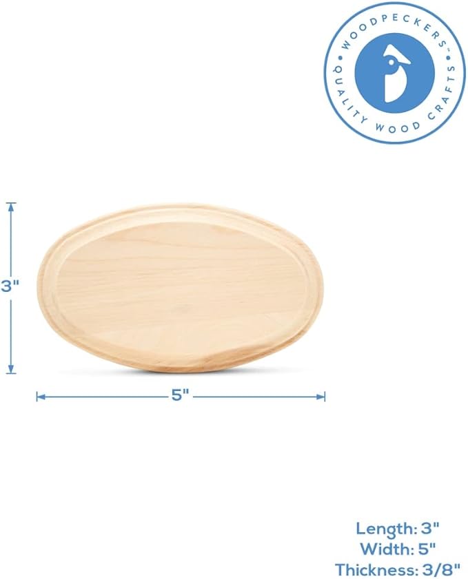 Oval Wood Coasters 5 inch, Pack of 1 Wooden Ornaments for Crafts, Unfinished Wood Crafts, Natural Wood Slices, by Woodpeckers - Image 4
