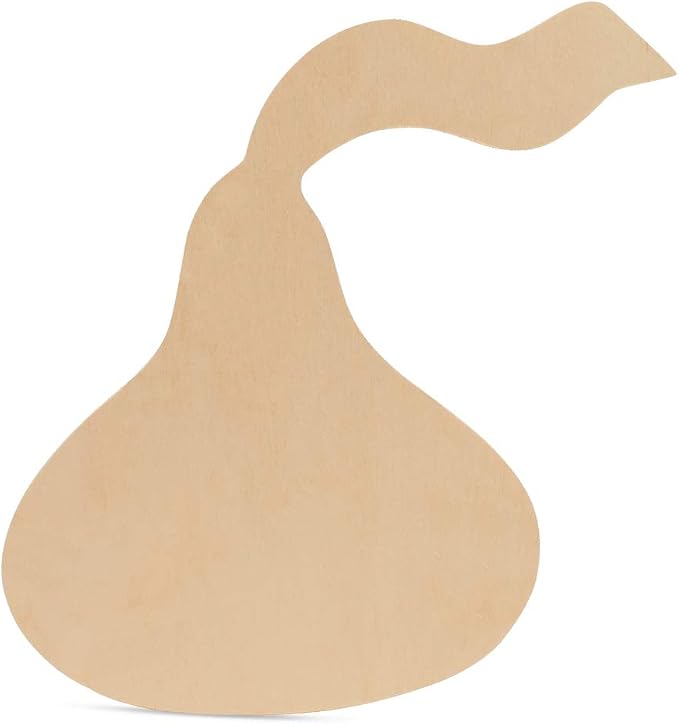 Wooden Hershey Kiss Cutout Unfinished, 12 inch x 12 inch, Pack of 6 Wood Signs for Valentines Day Door Décor, Crafts, and Personalized Gift, by Woodpeckers by Woodpeckers